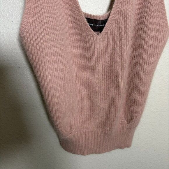 Code x Mode Tank Top Women's XS Angora Blend Sweater Fuzzy Cable Knit Beige - Picture 4 of 8